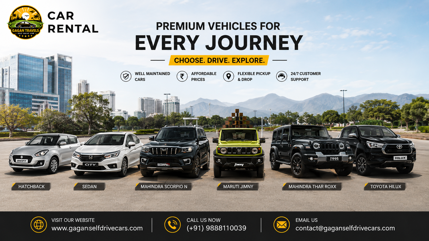 Self drive vehicle options available in Chandigarh